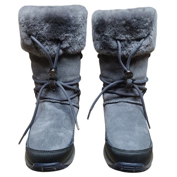 UGG Gray Black Orellen Waterproof Suede Sherpa Thinsulate Mid Boots Women's 7 - Picture 2 of 4